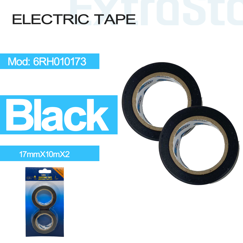 ExtraStar Insulation Tape, Black and Black 17mmx10M x2, Model: 6RH010173