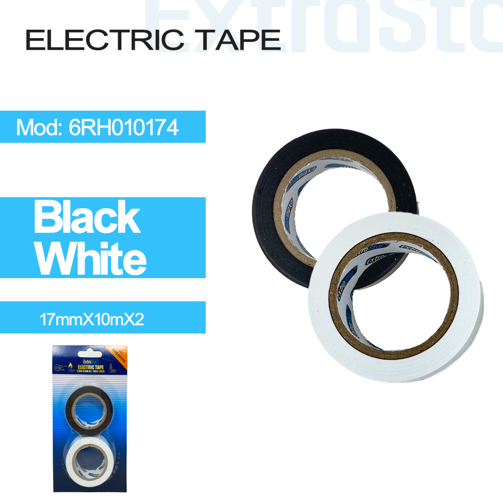 ExtraStar Insulation Tape, Black and White 17mmx10M x2, Model: 6RH010174