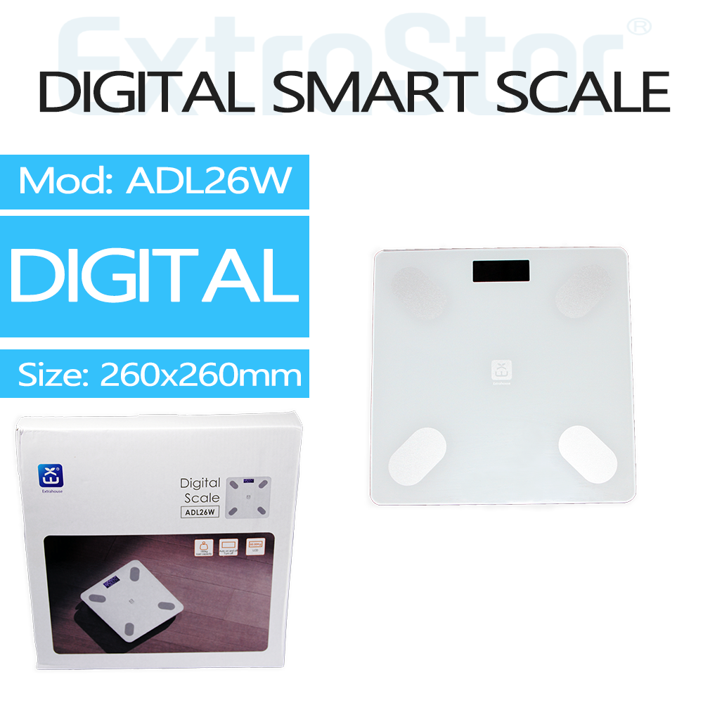 ExtraStar Digital Scale, White, powered by 2XAAA, Model: NADL26W