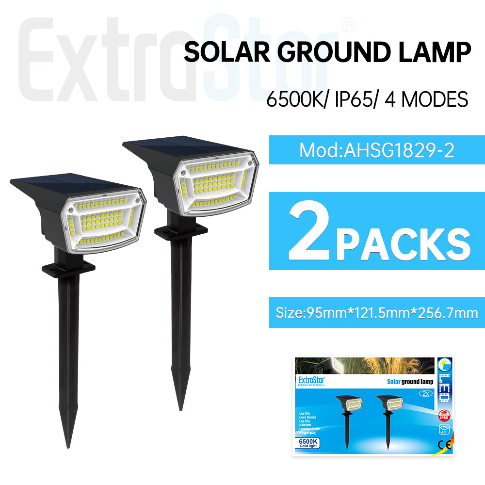 ExtraStar Solar Ground Lamp, 6500K, IP65, 4 Modes, Pack of 2, Model: AHSG1829-2