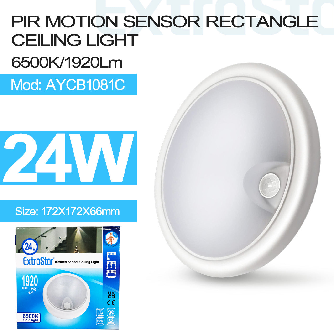 ExtraStar 24W LED Infrared Sensor Ceiling Light, Model: AYCB1081C