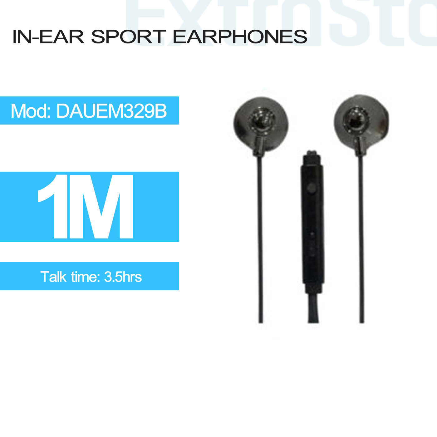 ExtraStar In-Ear Earphones Black, Model: DAUEM329B