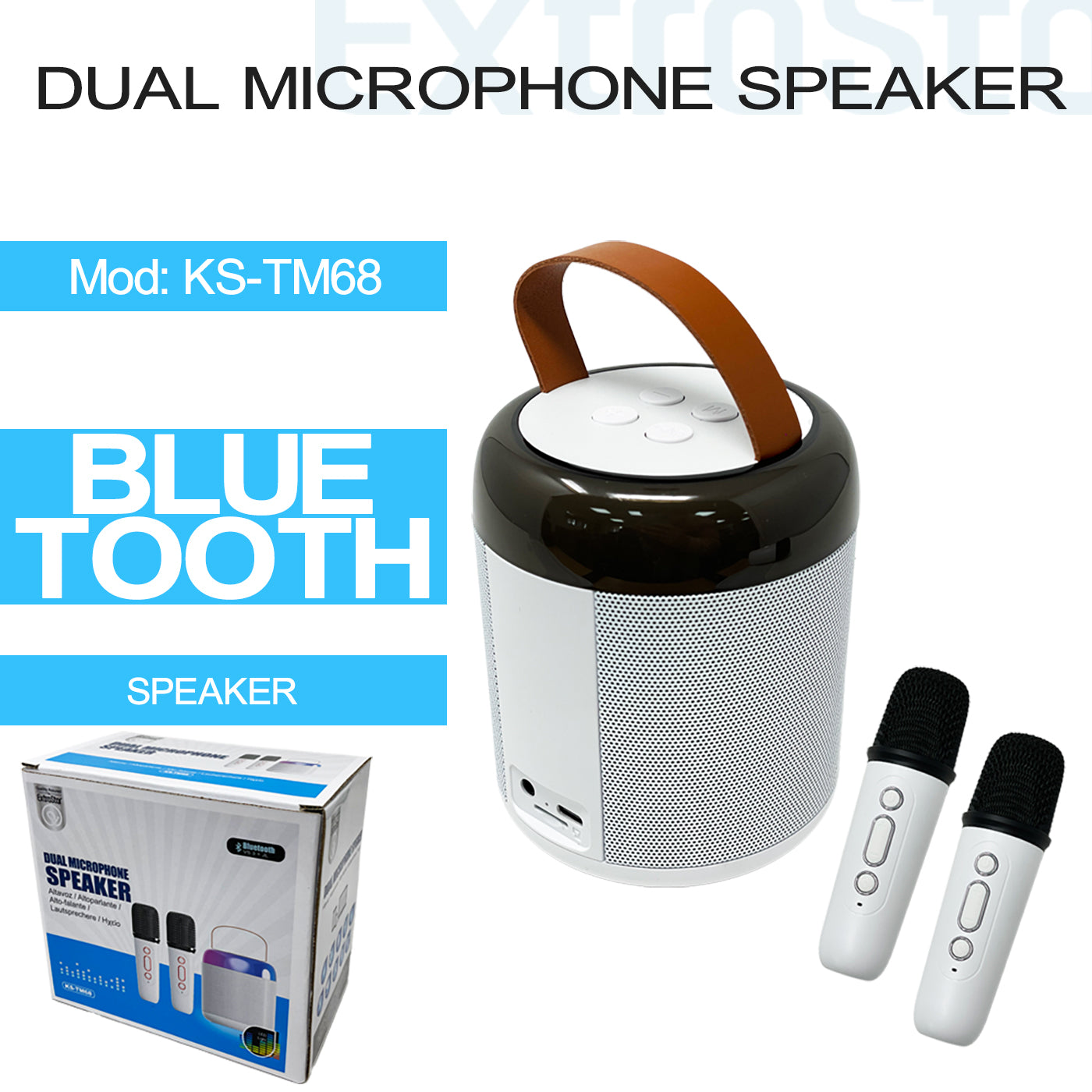 ExtraStar Dual Microphone Speaker, LED light, voice changing effect, bluetooth, Model: KS-TM68