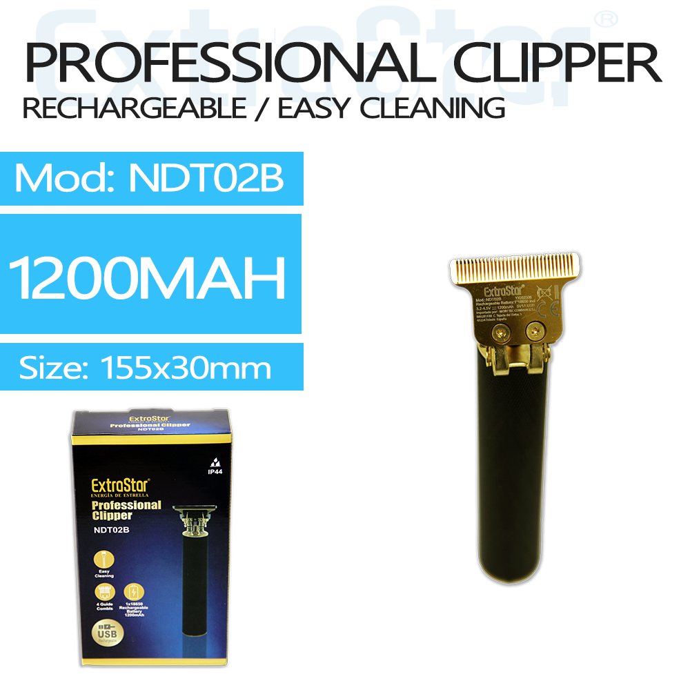 ExtraStar Professional Clipper ,Black , USB-C Rechargeable, Model: NDT02B