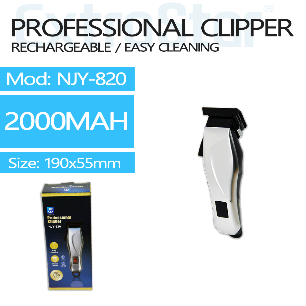 ExtraStar Professional Clipper 7 in 1, Silver, USB-C Rechargeable, Model: NJY820