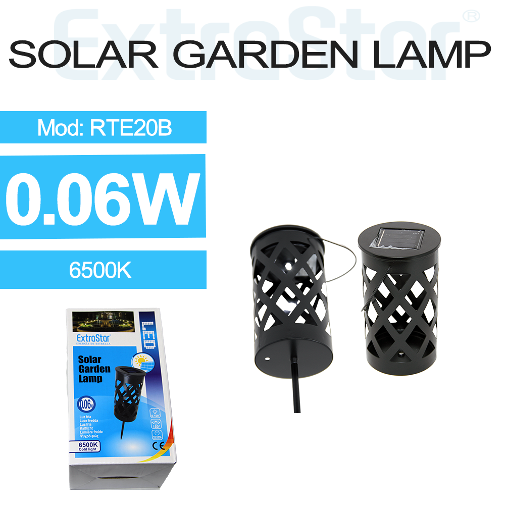 ExtraStar 0.06W Solar Garden Lamp, Black 6500K, Model: 8TYRTE20B