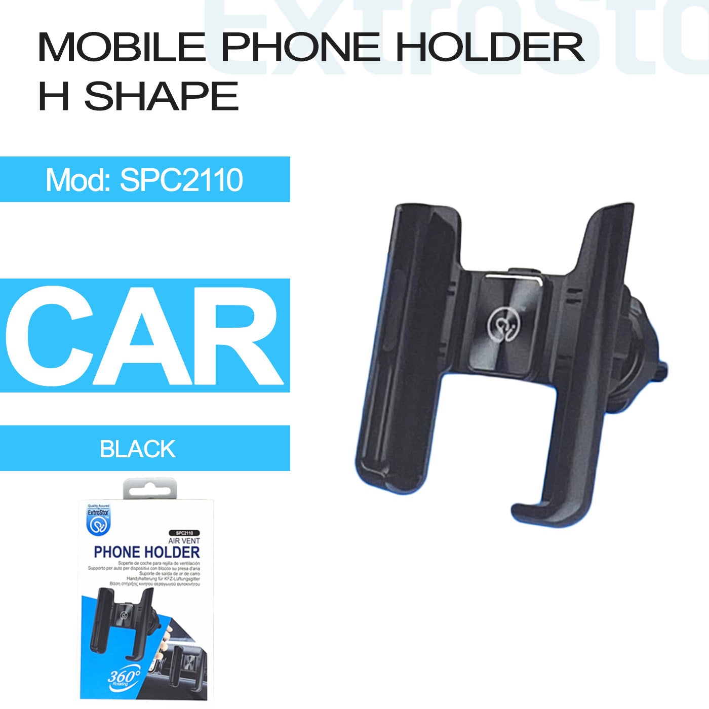 ExtraStar Mobile Phone Holder, Black, H Shape, Model: SPC2110
