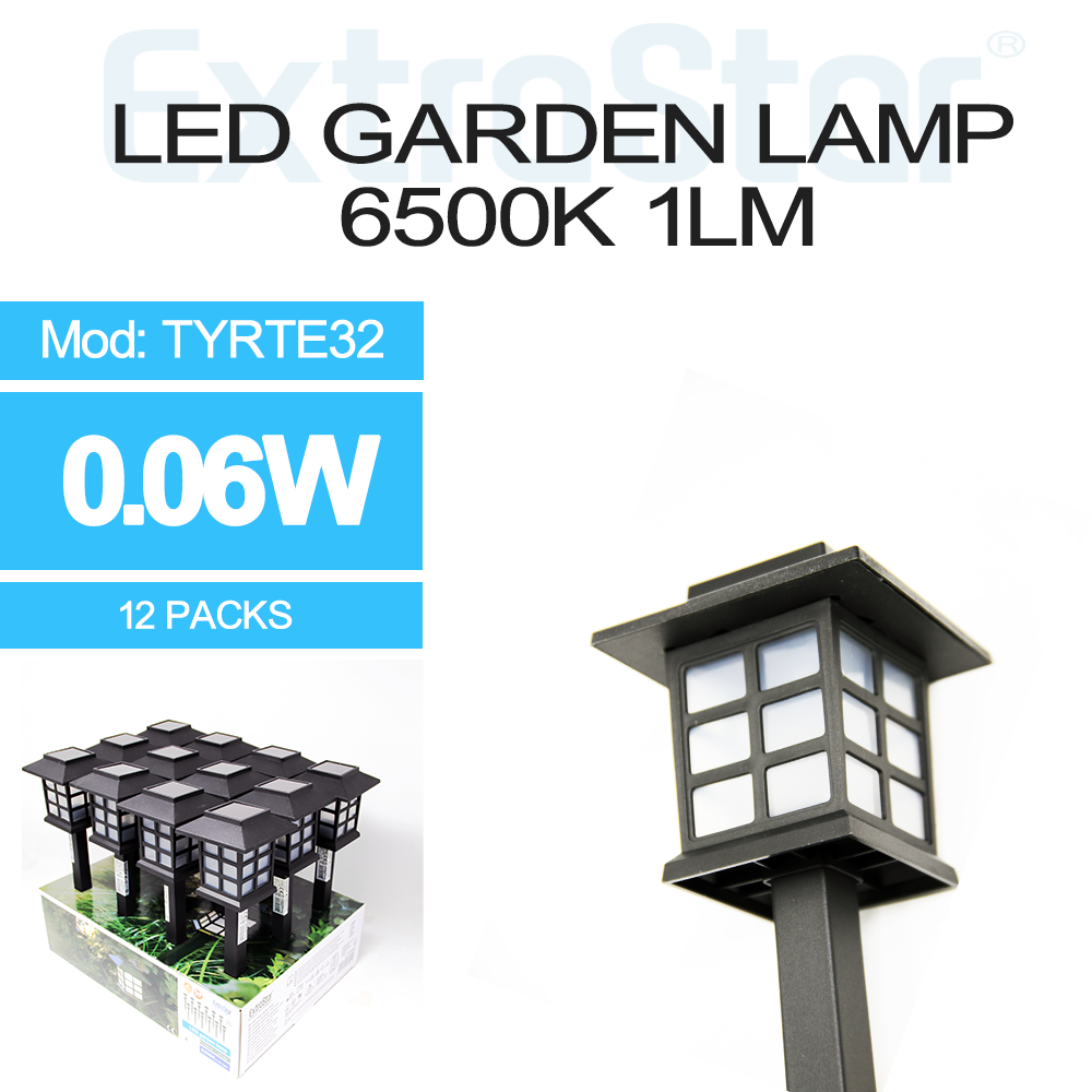 ExtraStar Solar Garden Lamp, Japnese House Shape, Black IP44 6500K, Model: 8TYRTE32