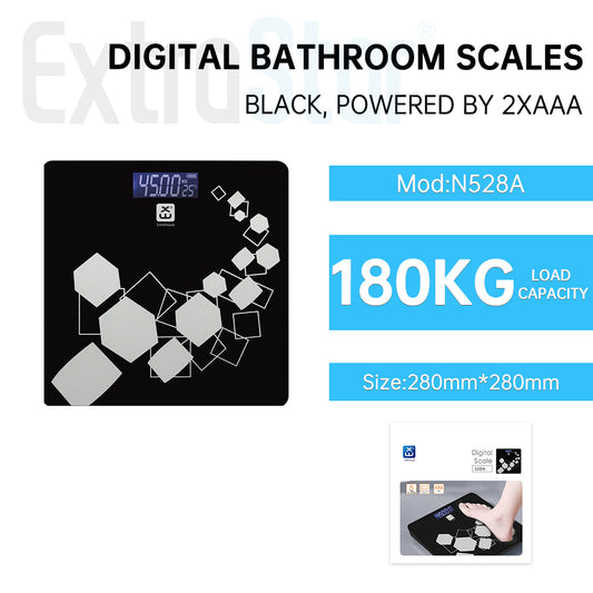 Digital Bathroom Scale, Black, powered by 2XAAA (N528A)