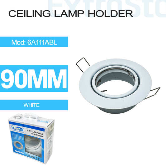 White Ceiling Lamp Holder, 90mm (6A111ABL)
