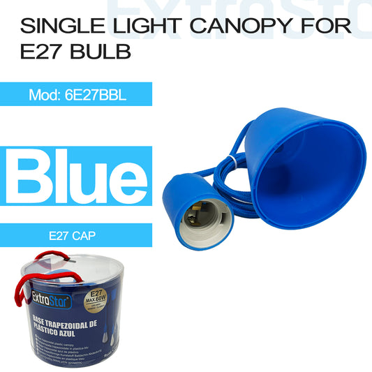 Single Light Canopy for E27 Bulb, Blue (6E27BBL)