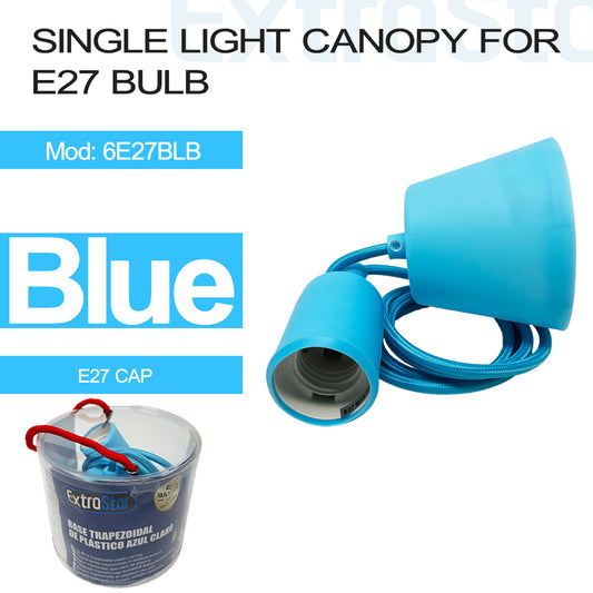 Single Light Canopy for E27 Bulb, Light Blue (6E27BLB)