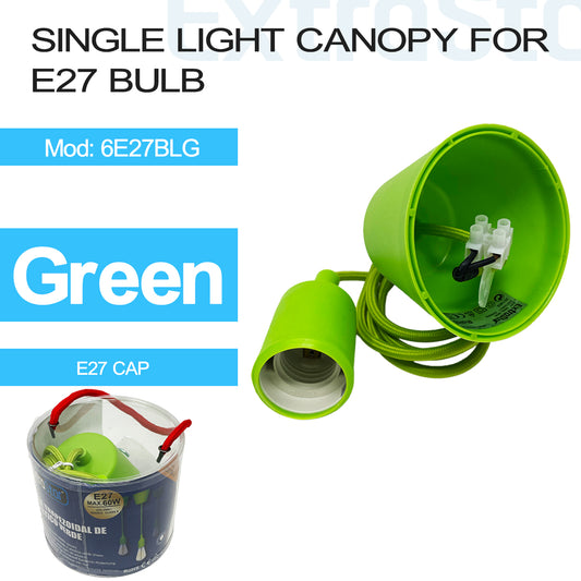 Single Light Canopy for E27 Bulb, Green (6E27BLG)