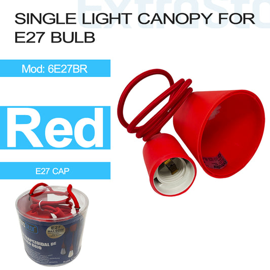 Single Light Canopy for E27 Bulb, Red (6E27BR)