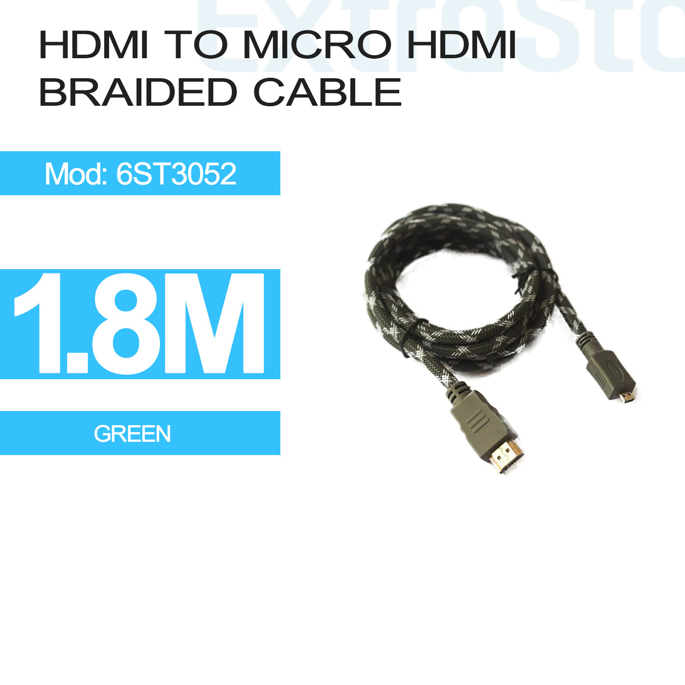 HDMI to Micro HDMI Braided Cable - 1.8m (6ST3052)