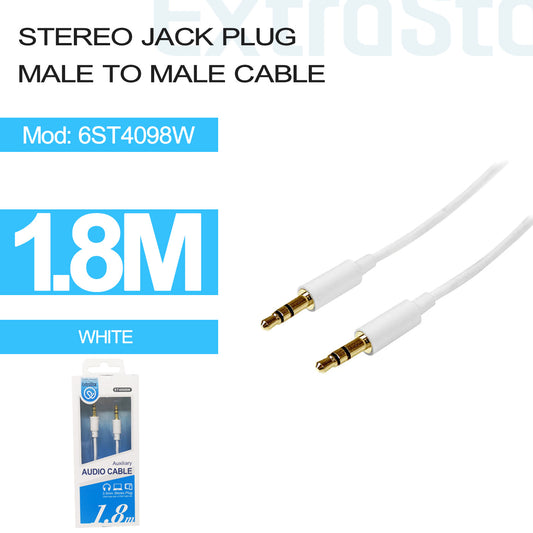 3.5mm Stereo Jack Plug to Stereo Jack Plug Male to Male Cable, 1.8m ,White (6ST4098W)