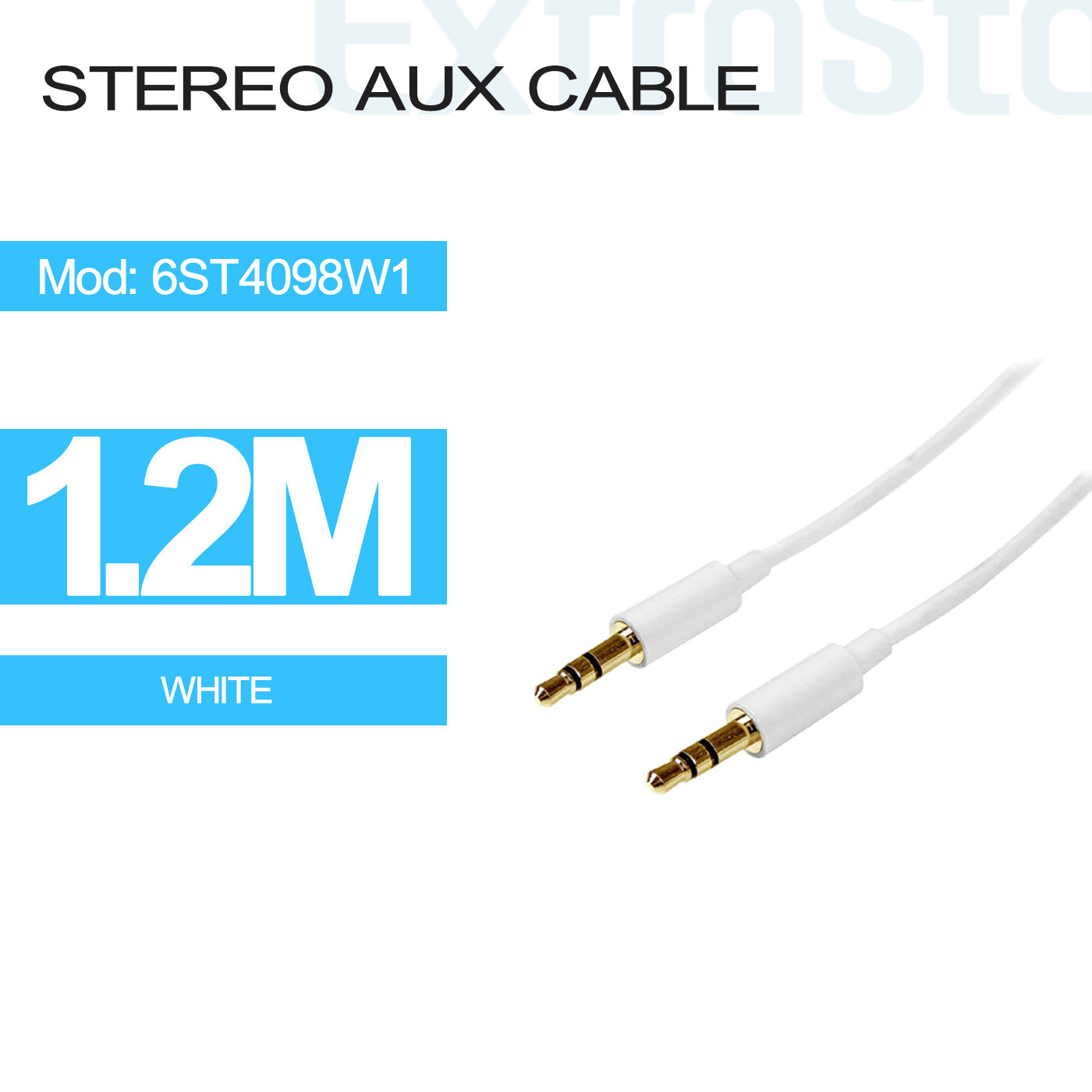 3.5mm Stereo Aux Cable (White) - 1.2m (6ST4098W1)