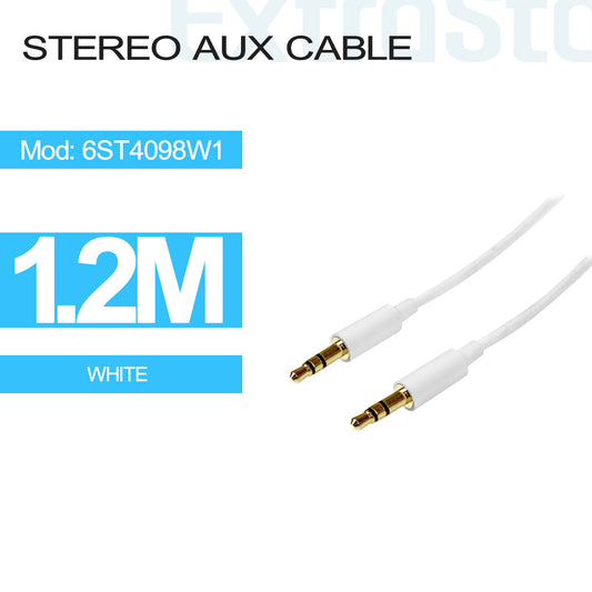 3.5mm Stereo Aux Cable (White) - 1.2m (6ST4098W1)