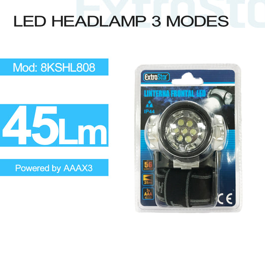 LED Headlamp 40m powered by AAAx3 (8KSHL808)