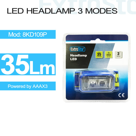 LED HeadLamp 3 mode 0.58w 3m Max IP20 powered by AAAx3 (8KT109P)
