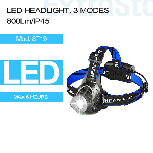 LED Headlight, 800 Lumen, 3 Modes (8T19)