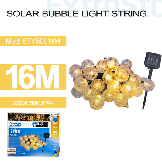 Solar Bubble Light String 50LED 16M IP44, 3000K (8TY50L16M)
