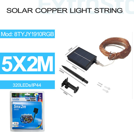 Solar Copper Light String 320LED 5Mx2M IP44, RGB (8TY5X2MRGB)