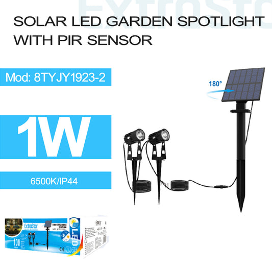 1W Solar LED Garden Spotlight with Light Sensor IP44, 6500K (8TYJY1923-2)