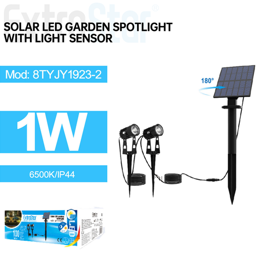 1W Solar LED Garden Spotlight with Light Sensor IP44, 6500K (8TYJY1923-2)