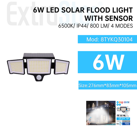 6W LED Solar Flood Light with Sensor 6500K (8TYKQ30104)