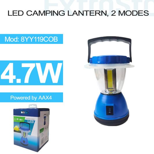 LED Camping Lantern 2 mode 4.7W 6500K powered by AAx4 (8YY119COB)