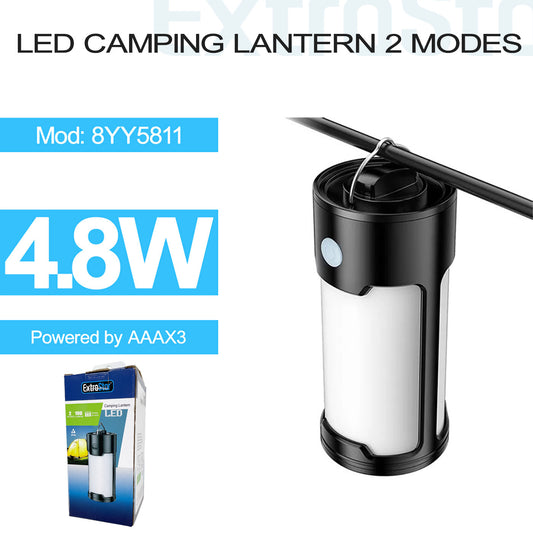 LED Camping Latern 2 mode 4.8W IP44 powered by AAAx3 (8YY5811)