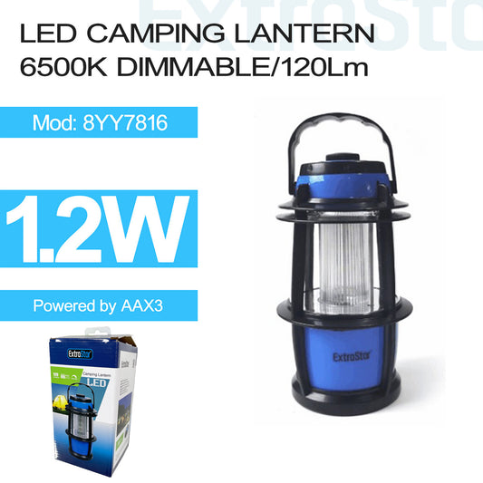 LED Camping Latern 1.2W 6500K Dimmable, powered by AAx3 (8YY7816)