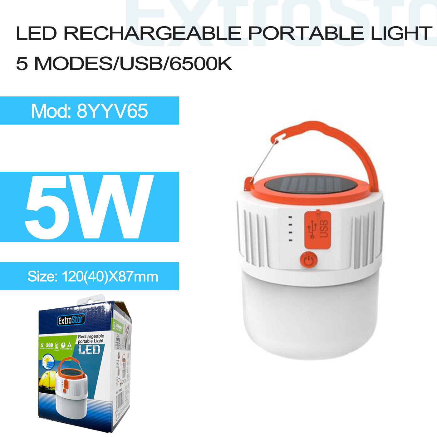 LED Rechargeable Portable Light 5 mode 5W 6500K IP44 (8YYV65)