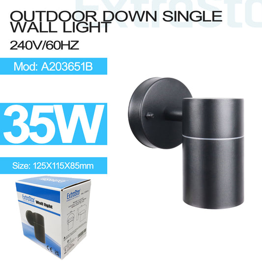 Outdoor Down Single Wall Light, Black  (A203651B)