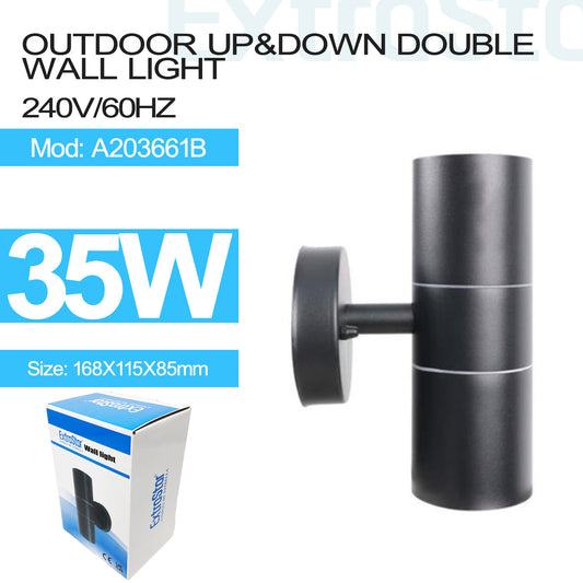 Outdoor Up and Down Double Wall Light, Black  (A203661B)