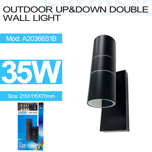 Outdoor Up and Down Double Wall Light, Black (A20366S1B)