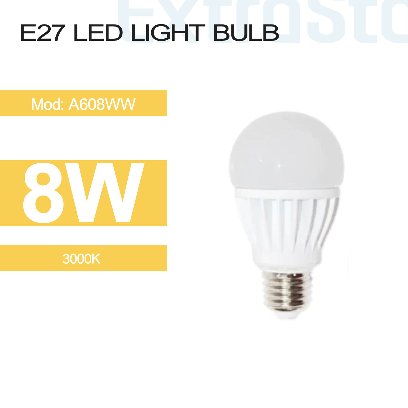 8W E27 LED Light Bulb Warm (A608WW)