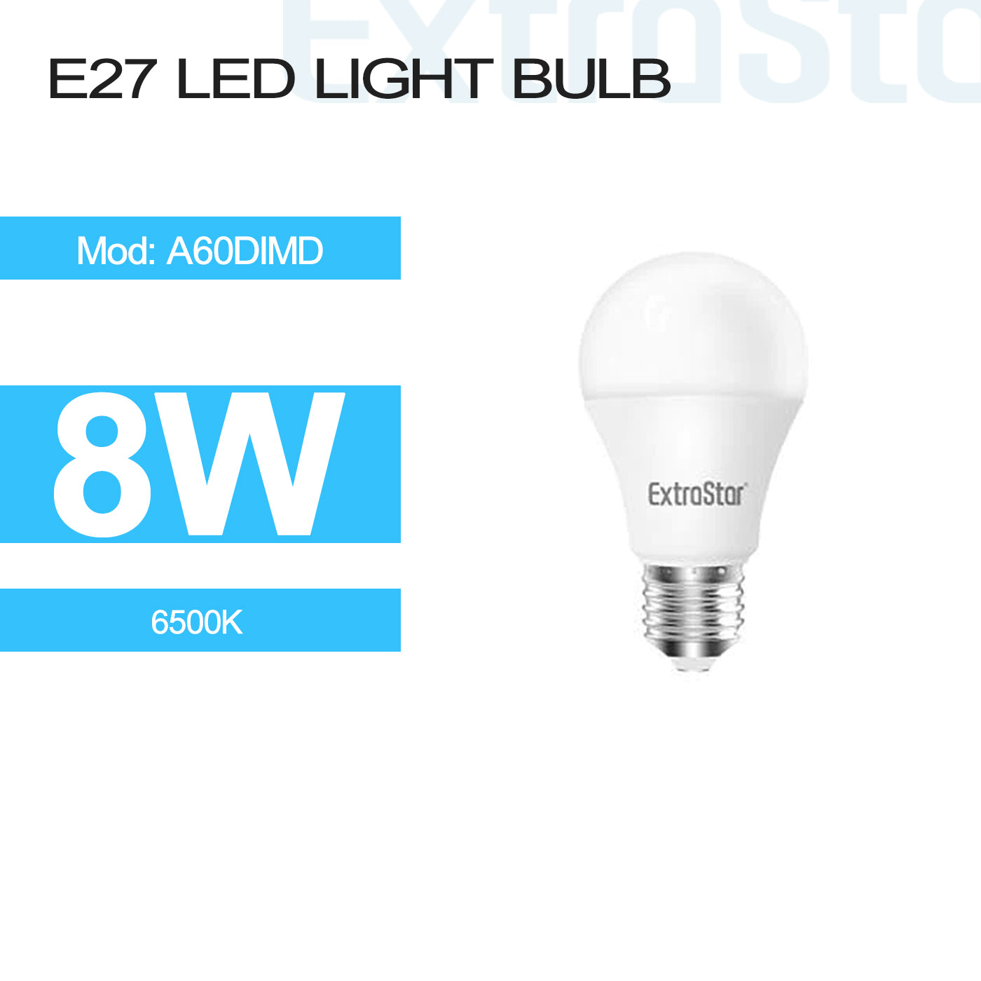 8W E27 LED Light Bulb Daylight (A60dimd)