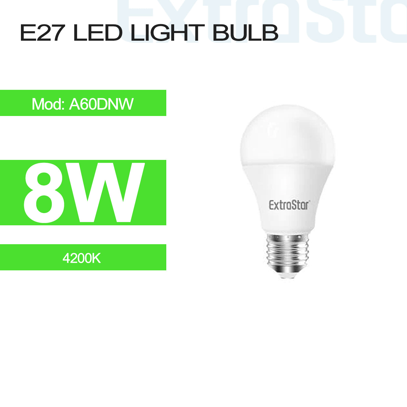 8W E27 LED Light Bulb Natural (A60DNW)