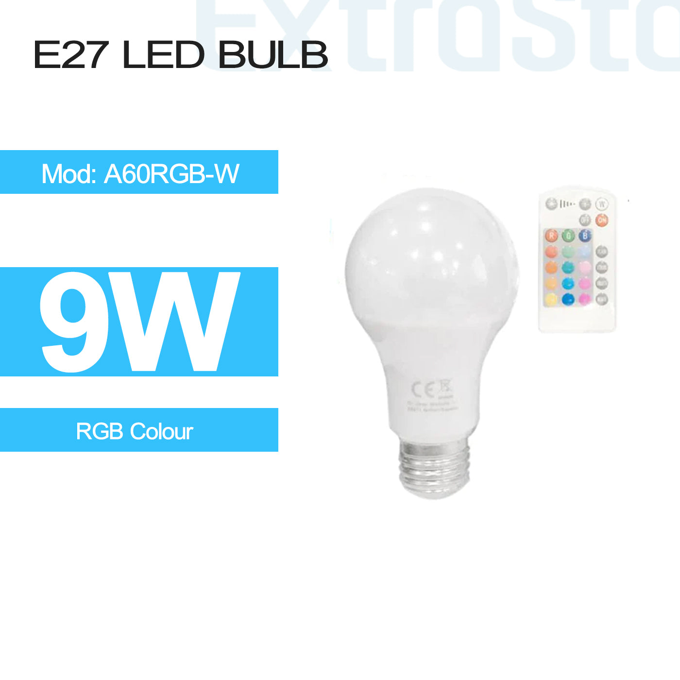 9w E27 LED Bulb (A60RGB-W)