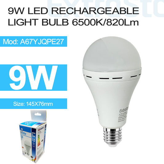 9W LED Rechargeable Light Bulb E27, 6500K (A67YJQPE27)