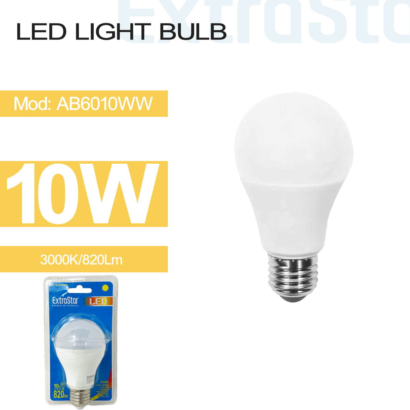 10W E27 LED Light Bulb Warm (AB6010WW)