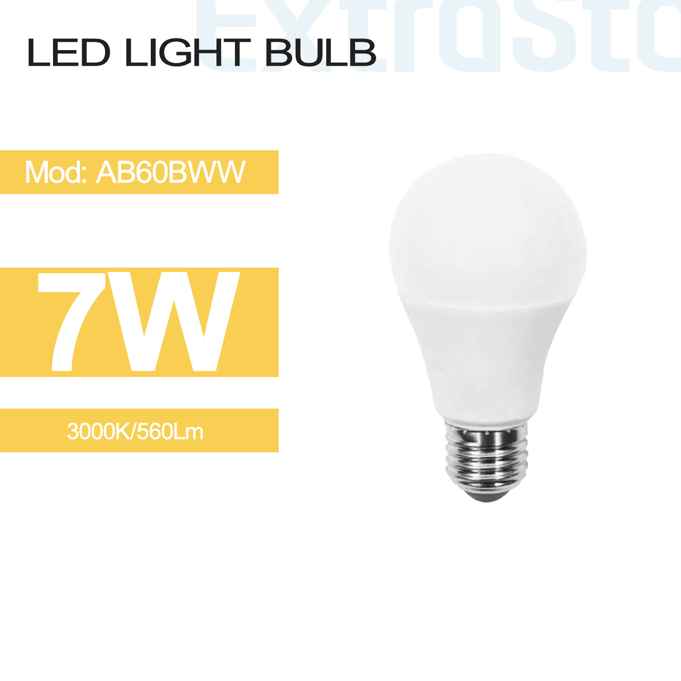 7W E27 LED Light Bulb Warm (AB60BWW)