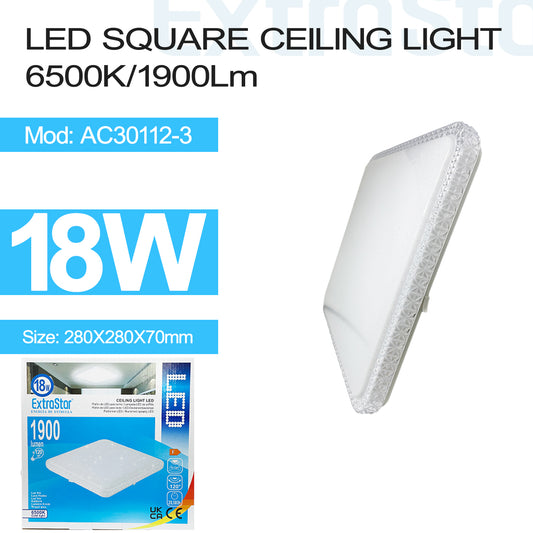 18W LED Square Ceiling Light 6500K, 1900 Lumen (AC30112-3)