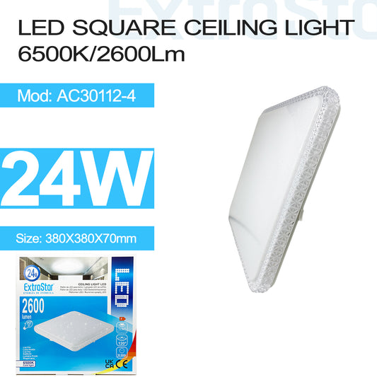 24W LED Square Ceiling Light 6500K, 2600 Lumen (AC30112-4)