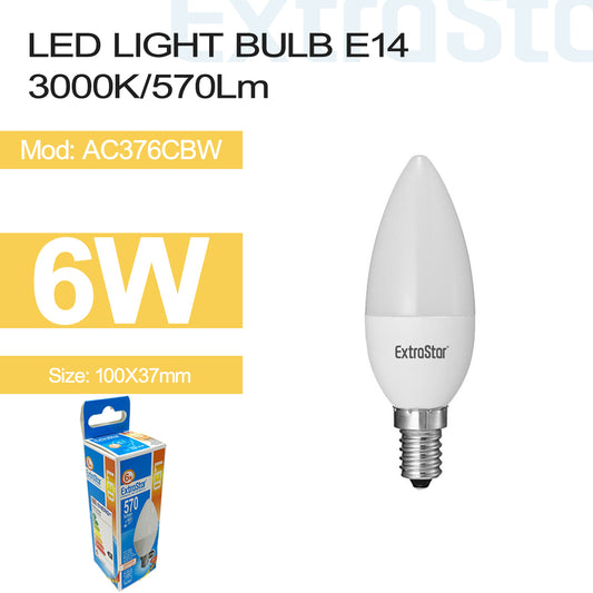 6W LED Light Bulb E14, 3000K, Paper Box (AC376CBW)