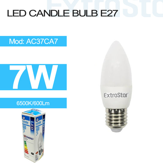 7W LED Candle Bulb E27 6500K 600lm (AC37CA7)