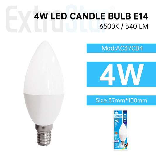 ExtraStar 4W LED Candle Bulb E14, 6500K, Paper Pack, Model: AC37CB4