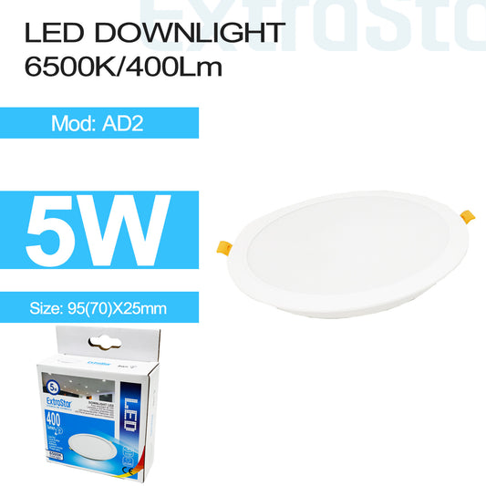 5W LED Downlight, 6500K, 400 lumen (AD2)